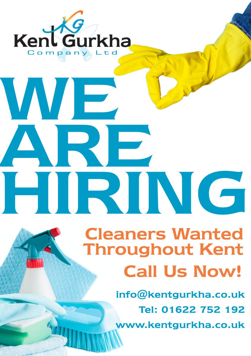 Kent Gurkha is hiring! Do you want to join our professional commercial cleaning team? Contact us at info@kentgurkha.co.uk or call 01622 752 192 #jobsinkent #kentjobs #cleaningjobs 
#WeAreHiring