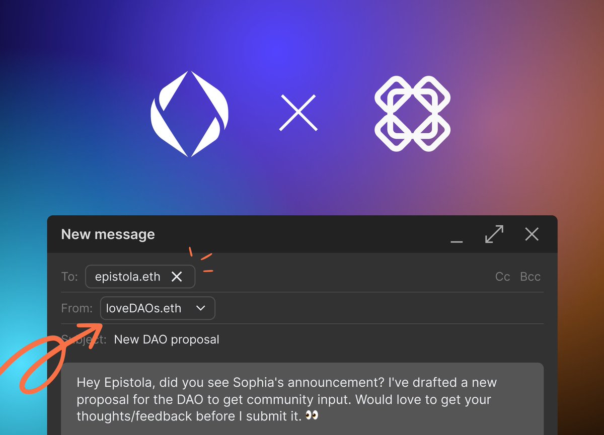 Ever wish you could send an email to an <a href="/ensdomains/">ens.eth</a>?   💌→⛓

Now you can. Mailchain is the communication layer for Web3 and is both an application (inbox) and open source protocol.

Get your Mailchain inbox now and add communication to your .eth domain: app.mailchain.com