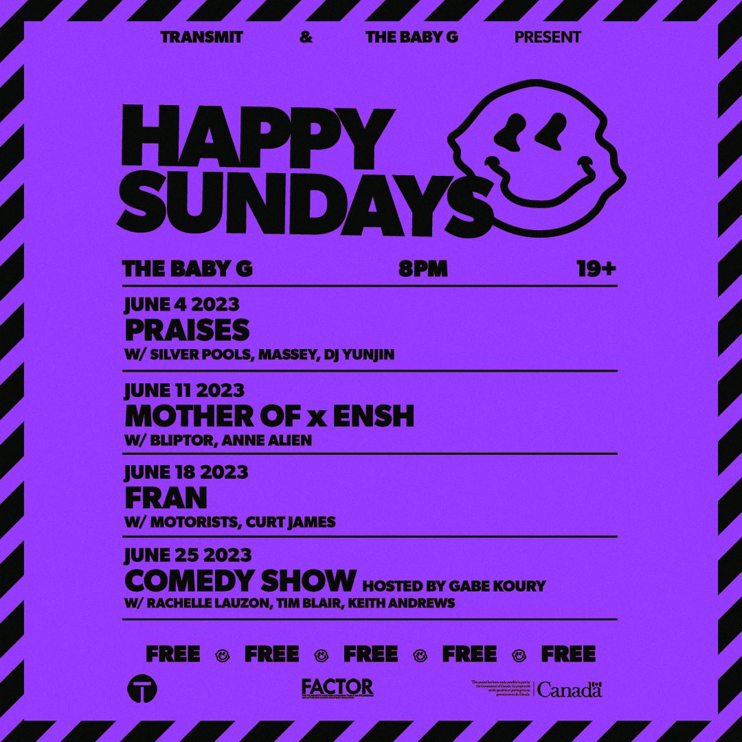 Announcing our June lineup for Happy Sundays at @TheBabyGToronto