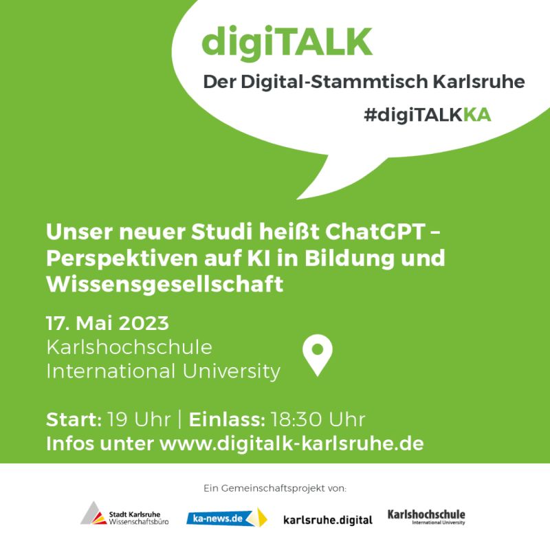 Morgen 19 Uhr, <a href="/karlshochschule/">Karlshochschule</a> in Karlsruhe halte ich ein Impulsvortrag zur Bedeutung von KI  &amp; ChatGPT für die Wissensarbeit &amp; diskutiere mit Natalie Beyer (lavrio.solutions) &amp; <a href="/RobertLepenies/">Robert Lepenies</a> (Präsident Karlshochschule). 
Wer in der Gegend ist:
ka-news.de/wirtschaft/reg…