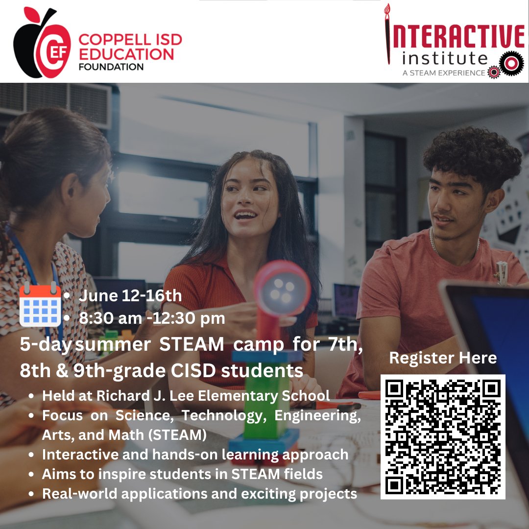 Join us at the Interactive Institute. June 12 - 16

Register here 👇
coppellisdef.org/interactive-in…
#coppell #coppellisd @CHS_9 @CISD_Science @CityofCoppell @coppellisdef @bhunt84  @CMSNorthPTO @CHS_9 #CHS9Family @CMSWestWrangler @coppelleast #westfam