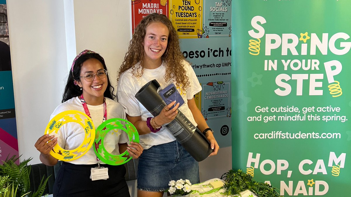cardiffstudents's tweet photo. Spring in your Step is springing up at Welcome Centre on our 2nd floor today 11-2🌱

This is your chance to win some free sports equipment and find out about the FREE sessions we're running over the rest of the month🏃‍♀️🧘‍♂️ https://t.co/CzLhSbYRMm