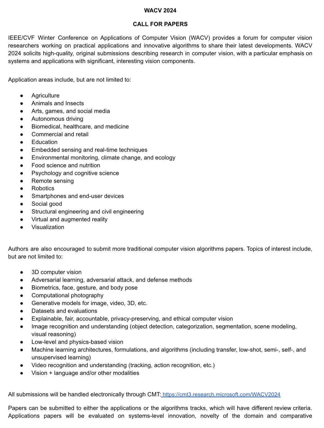 WACV on Twitter "See the WACV2024 call for papers here! The first