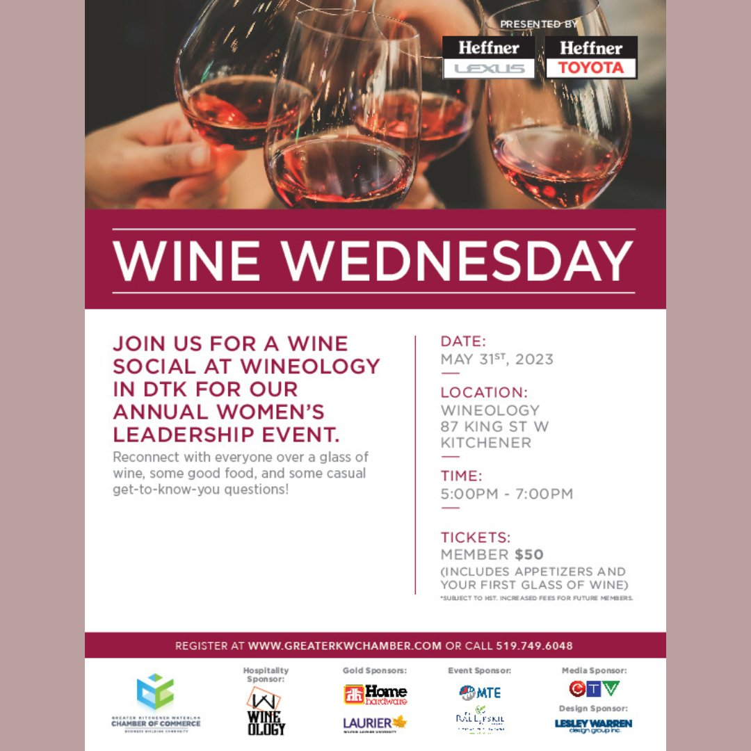 Who doesn't enjoy good wine and conversation? Join us on May 31st for Wine Wednesday Social at <a href="/WineologyBar/">Wineology Bar & Restaurant</a> presented by <a href="/Heffner_Motors/">Heffner Lexus Toyota</a> 

Enjoy a glass of wine, good food and some casual networking

🍷 Secure your spot: bit.ly/3ngKnJd