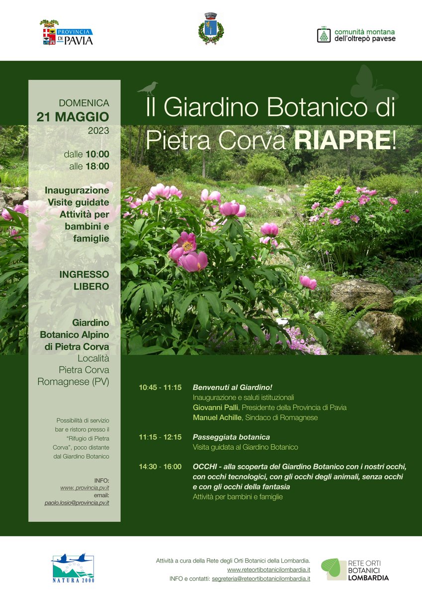 🌿🌺 Domenica 21 maggio 2023 riapre al pubblico il Giardino botanico di Pietra Corva Romagnese (PV) in #oltrepopavese #inlombardia 👉 visitpavia.com/it/evento/il-g…