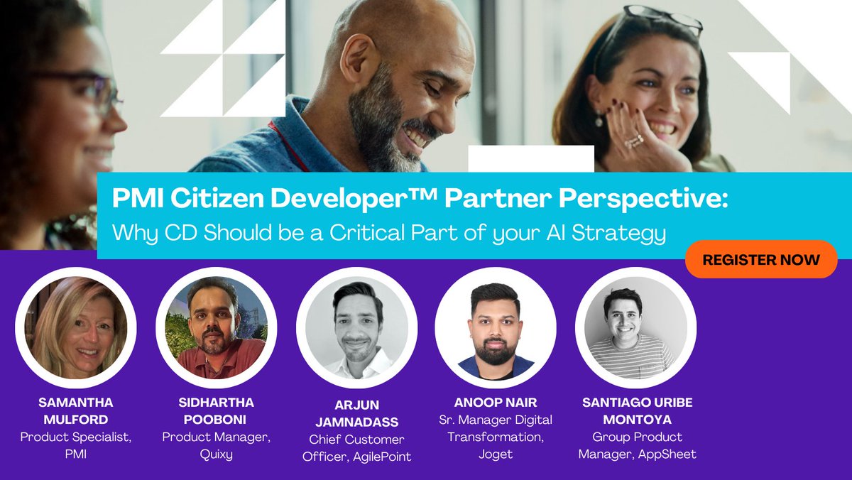PMInstitute's tweet photo. #LowCode/#NoCode #technology, paired with AI, can boost your organization's efficiency. Join us for a free webinar on 23 May to learn how to mitigate risks when implementing AI into your citizen development initiatives. Register now: https://t.co/SSujj7eKx6 #PMICitizenDeveloper https://t.co/GJ6ng7FMEf