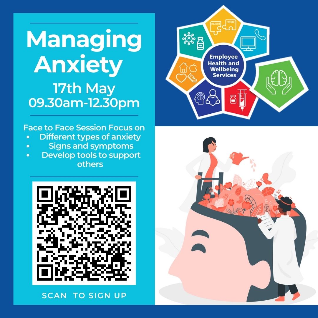 MFT Employee Health and Wellbeing Service (@ehwmft) on Twitter photo Anxiety feels different for everyone, symptoms might come and go or start to impact on your day to day.
Spaces are available for our F2F course tomorrow 17th May 09.30 to 12.30 ORC Post Grad Seminar room 2
To book please click mftlearninghub.kallidus-suite.com/learn/#/course…
<a href="/mftnhs/">MFT NHS</a>
<a href="/MftLearning/">MFT_Learning Hub</a> Anxiety feels different for everyone, symptoms might come and go or start to impact on your day to day.
Spaces are available for our F2F course tomorrow 17th May 09.30 to 12.30 ORC Post Grad Seminar room 2
To book please click mftlearninghub.kallidus-suite.com/learn/#/course…
<a href="/mftnhs/">MFT NHS</a>
<a href="/MftLearning/">MFT_Learning Hub</a>