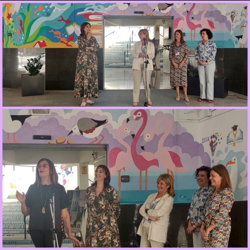 CEPdeCadiz's tweet photo. Inauguración de #expoinnova2023 acompañados de la Delegada Territorial, Dña. Isabel Paredes, con la presentación del mural creado por la docente Rosa Cabeza de @IESLaBahia_SF y la conferencia de @yoramonbarrera @FormacProfAnd https://t.co/aOJxd7Q4yI