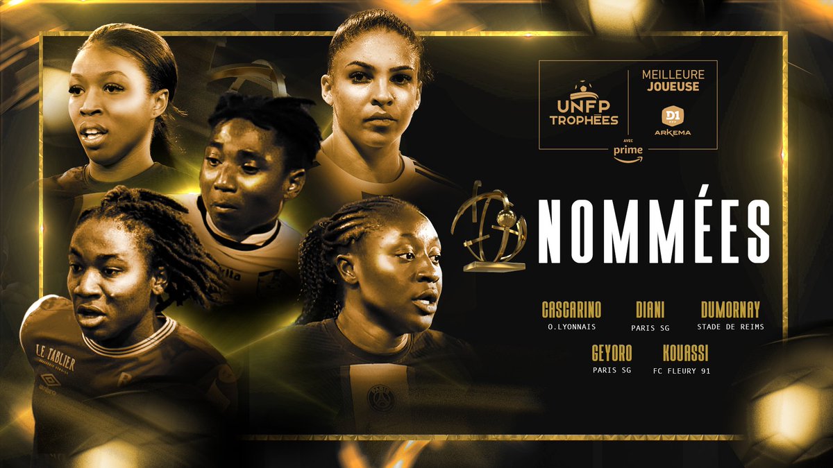 ActuFoot_'s tweet image. 🚨 OFFICIEL ! Les nommées pour le trophée UNFP de meilleure joueuse de la saison : 

🇫🇷 Cascarino
🇫🇷 Diani
🇭🇹 Dumornay
🇫🇷 Geyoro
🇨🇮 Kouassi