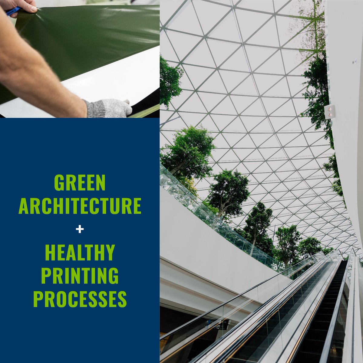 AlabamaGraphics's tweet photo. Green Architecture is here to stay. Our digital décor solutions use healthy printing processes and materials including water-based inks, PVC-free materials and REACH compliant, Greenguard Gold and Ecologo antimicrobial coatings. https://t.co/4BF19KUIqz