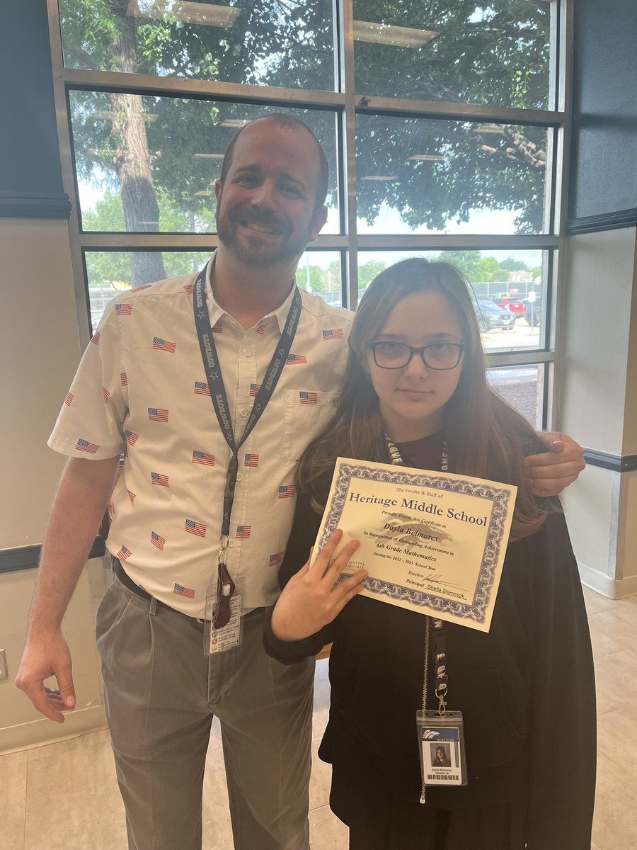 My sixth grade math award went to a rockstar! A former <a href="/BearCreekElem/">Bear Creek</a> now a <a href="/HeritageBroncos/">Heritage Broncos</a>! #proudtobeabronco