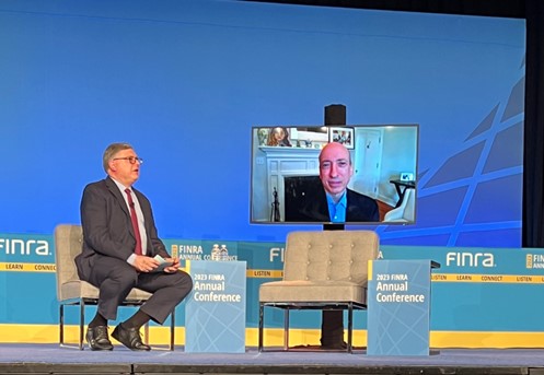 @SECGov Chairman Gary Gensler takes the stage with @FINRA President and CEO Robert Cook, 'Regulation Best Interest is not just suitability with a new wrapper around it' Gary Gensler. #Elinphant #regulatory #wallstreet #compliance #complianceofficers #Softek #conference #FINRAAC