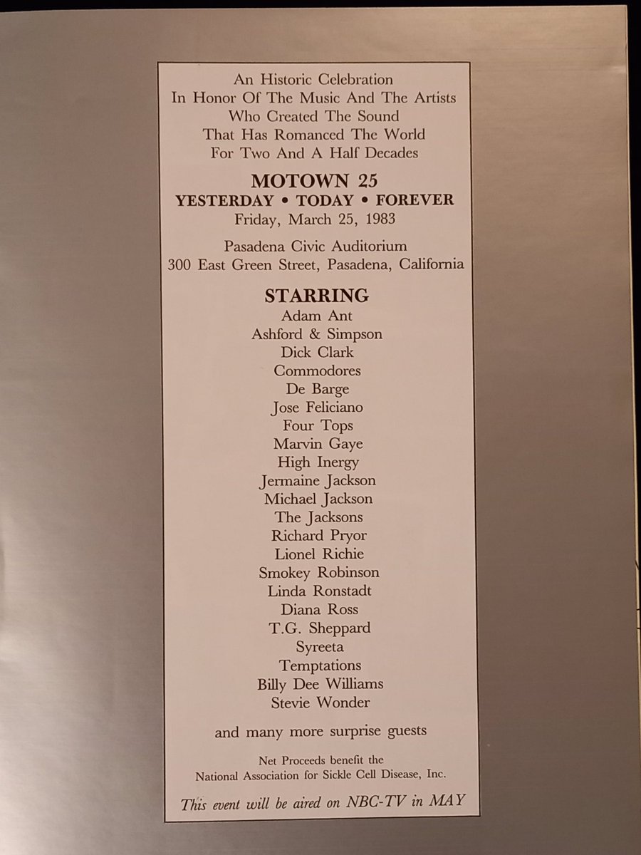 jackson_ch's tweet photo. Heute vor 40 Jahren wurde „Motown 25: Yesterday, Today, Forever“ ausgestrahlt. Die Verkaufszahlen von Thriller schnellten in die Höhe! Wir berichten über die Hintergründe und zeigen das originale Programmheft: https://t.co/u2aM7PeJGA

#michaeljackson #thriller
#motown #thriller40 https://t.co/Im6bsDYK2o