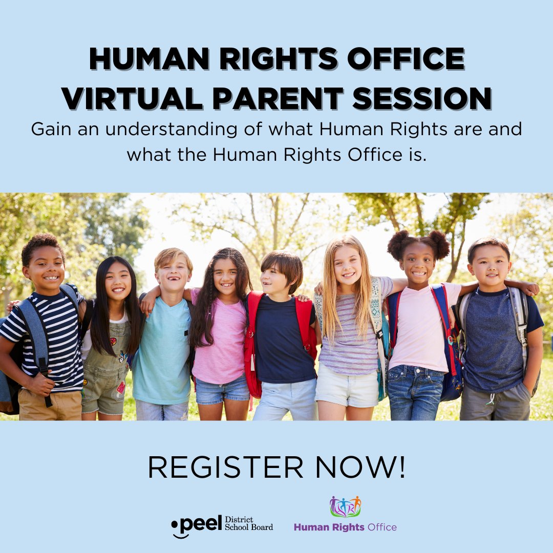 The Human Rights Office will be hosting virtual sessions offered to the PDSB parent community centered on presenting a foundational understanding of what Human Rights are and what the Human Rights Office is. To learn more and to register, click here: peelschools.org/documents/1f6f…