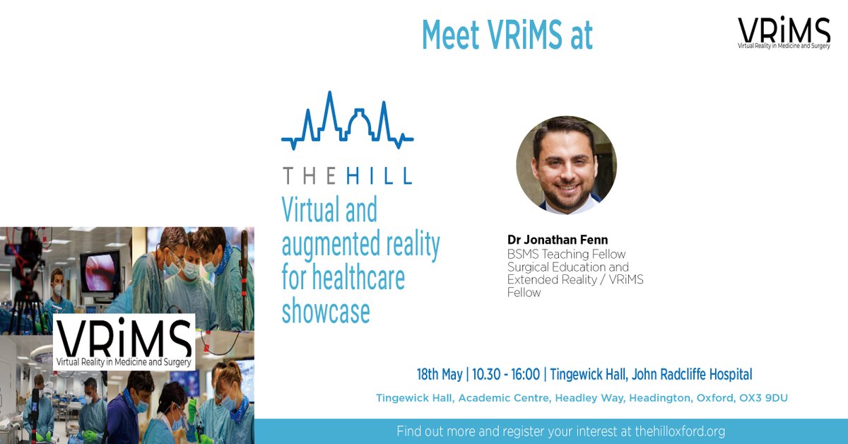 DrJonathanFenn's tweet photo. Looking forward to the VRiMS showcase at The Hill - John Radcliffe Hospital on Thursday 18th May. See you there.

@jagdhanda1 https://t.co/c3kHzrDz0D