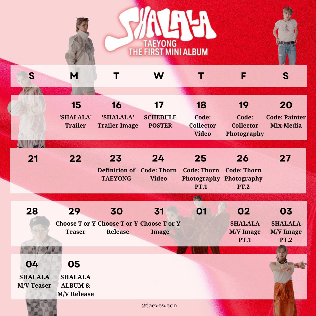 TAEYONG THE 1ST MINI ALBUM
SHALALA SCHEDULE POSTER 📆❤️