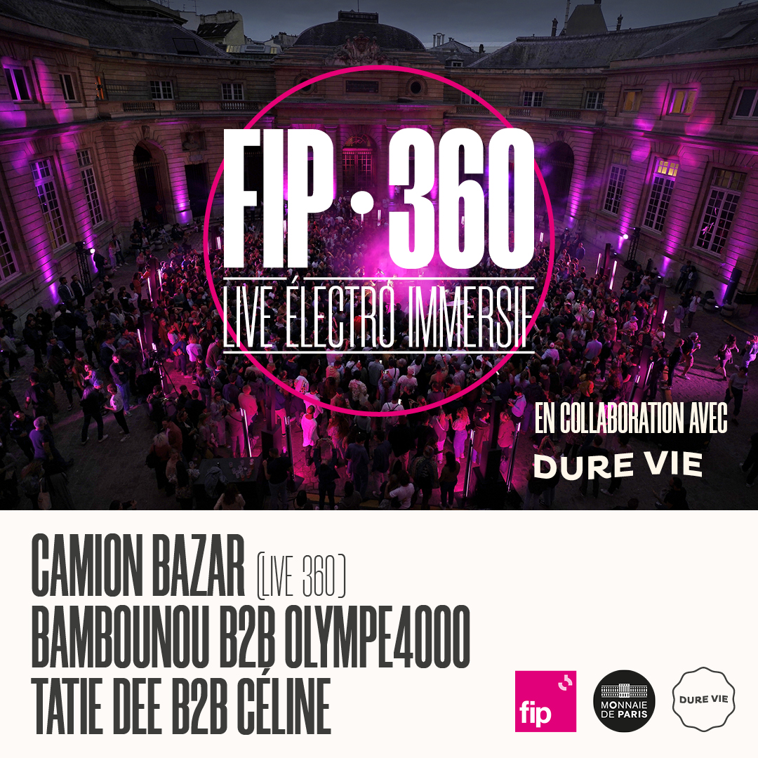 fipradio's tweet photo. Notre prochaine #FIP360 à la @MonnaieDeParis
💓📷 Avec pour l'occasion le live immersif de #CamionBazar, puis le DJ set de @BAMBOUNOU
b2b #Olympe4000 & Tatie Dee b2b Céline
📌Le jeudi 8.06 à partir de 19h
🎟️Billetterie par ici : https://t.co/9Ei65tK1y5
🤝@DureVie https://t.co/3quGEZzD4a