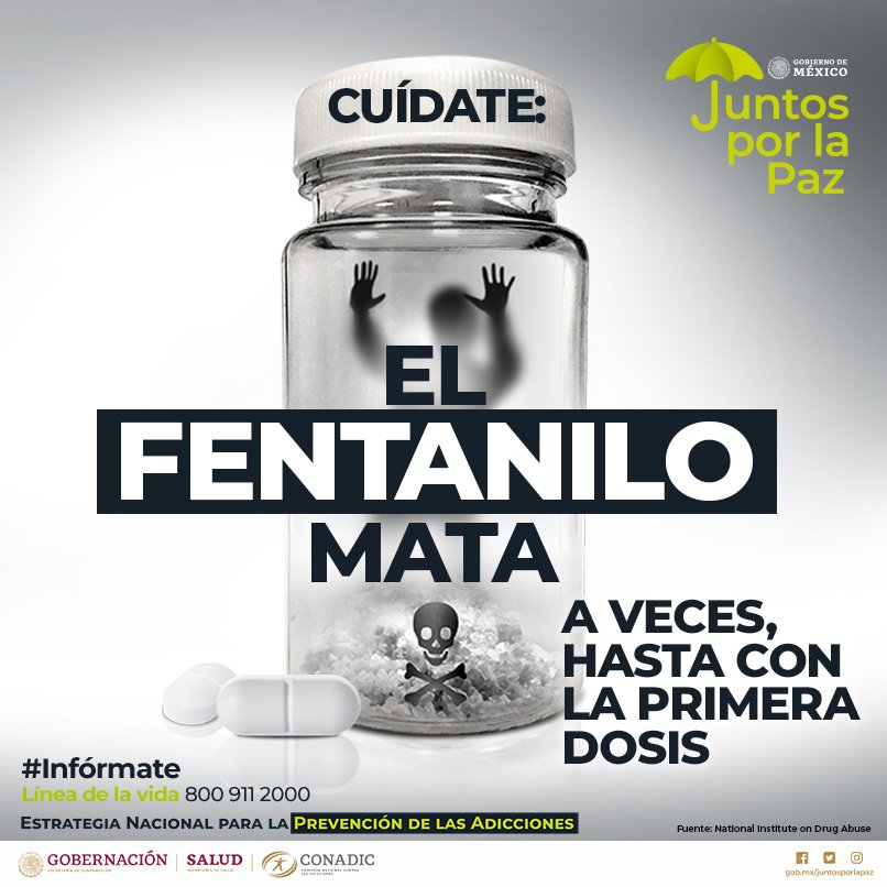 #JuntosPorLaPaz
Evita las drogas. El Fentanilo puede matar desde la primera vez de consumo.