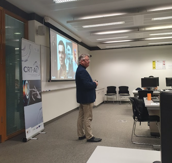 crt_ai's tweet photo. Our centre director, Professor @BarryOSullivan gave a wonderful talk today, on the ethical challenges and considerations in #AI to our PhD Researchers during CP'23 Training Week. 
#EthicalAI 
#humanlikebias 
#facialrecognition #ChatGPT 
#codeofconduct https://t.co/V2AJD90OvJ