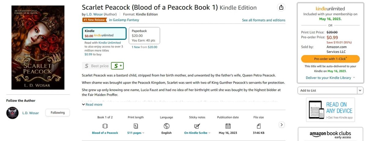 Woo Hoo! For the first time in almost 4 years, I FINALLY have a #1 Best Selling book! My Scarlet is my good luck charm in 2023.