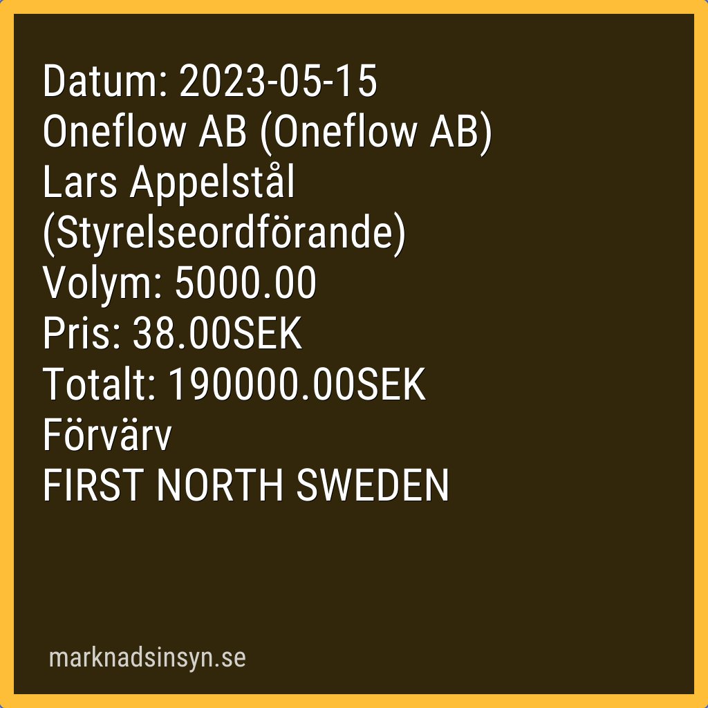 svenroed's tweet image. Insynshandel #oneflow (källa FI). #oneflow #SE0017564461 $onef oneflow