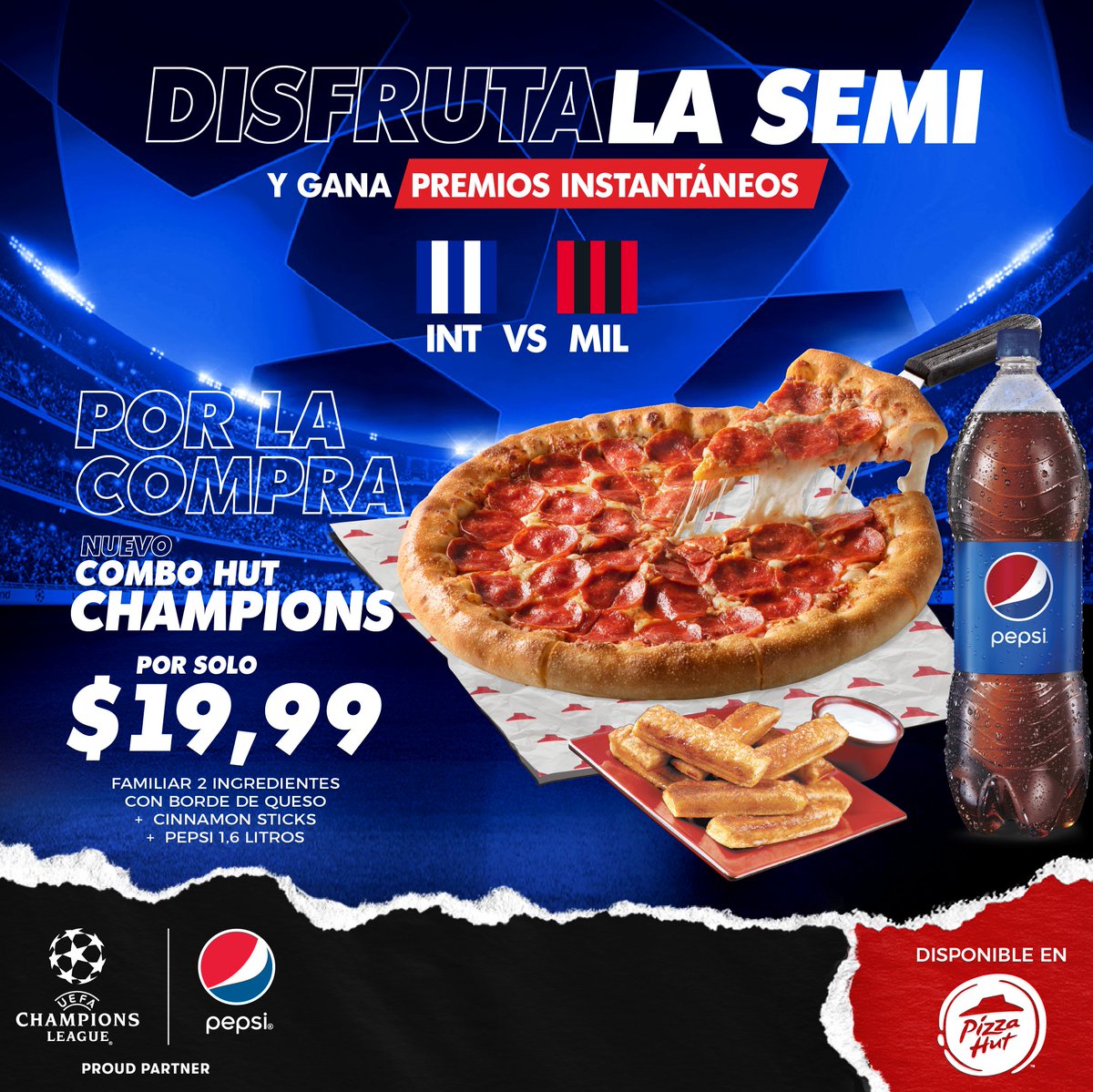 🤓🤯 Partidos de vuelta y la emoción está a tope. No te pierdas ni un minuto de las semis ⚽💥 con el Combo Hut Champions 🍕 y sus premios instantáneos. Pídelo por:

💬 WhatsApp 02 399 3200
🌐 pizzahut.com.ec
📲 App Pizza Hut Ecuador

#ChampionsLeague #ComboHutChampions