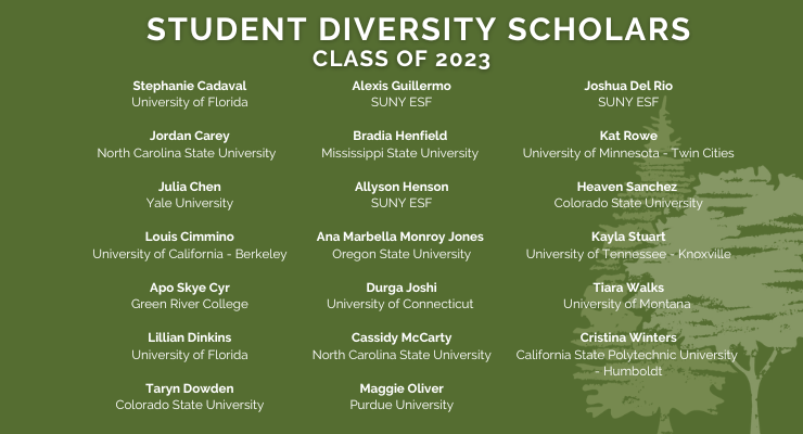 foresters's tweet photo. Congrats to the 2023 Class of SAF Student Diversity Scholars! In addition to complimentary registration to SAF2023, scholars will be paired with mentors &amp; have the opportunity to learn from one another &amp; engage with leaders across SAF and the profession: https://t.co/7JiMdRrPCT https://t.co/p27UZG3S8S