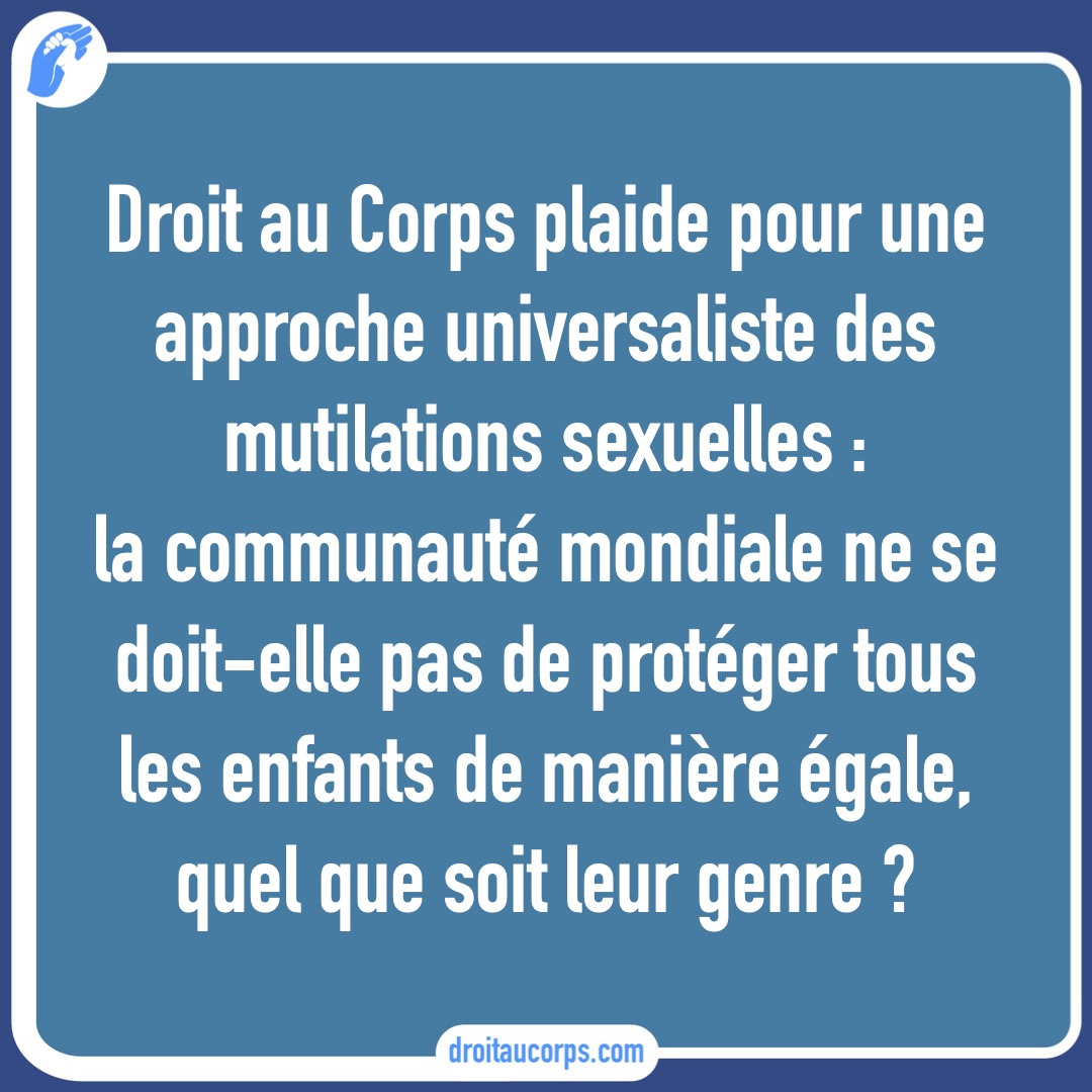 La communauté mondiale ne se doit-elle pas de protéger tous les enfants de manière égale, quel que soit leur genre ?

#MutilationSexuelle #ProtectionDelEnfance
#circoncision #excision #intersexe #transgenre