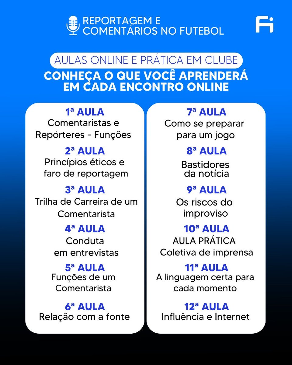 BarrossFernanda's tweet photo. Aprenda o melhor de reportagens e comentários no futebol com o curso do @FutebolIntBR ! 🎤⚽️
A única escola do futebol que te garante experiência prática!

Link com cupom de desconto 👇
https://t.co/CRSTWjkK5v https://t.co/EffFTOkFCW