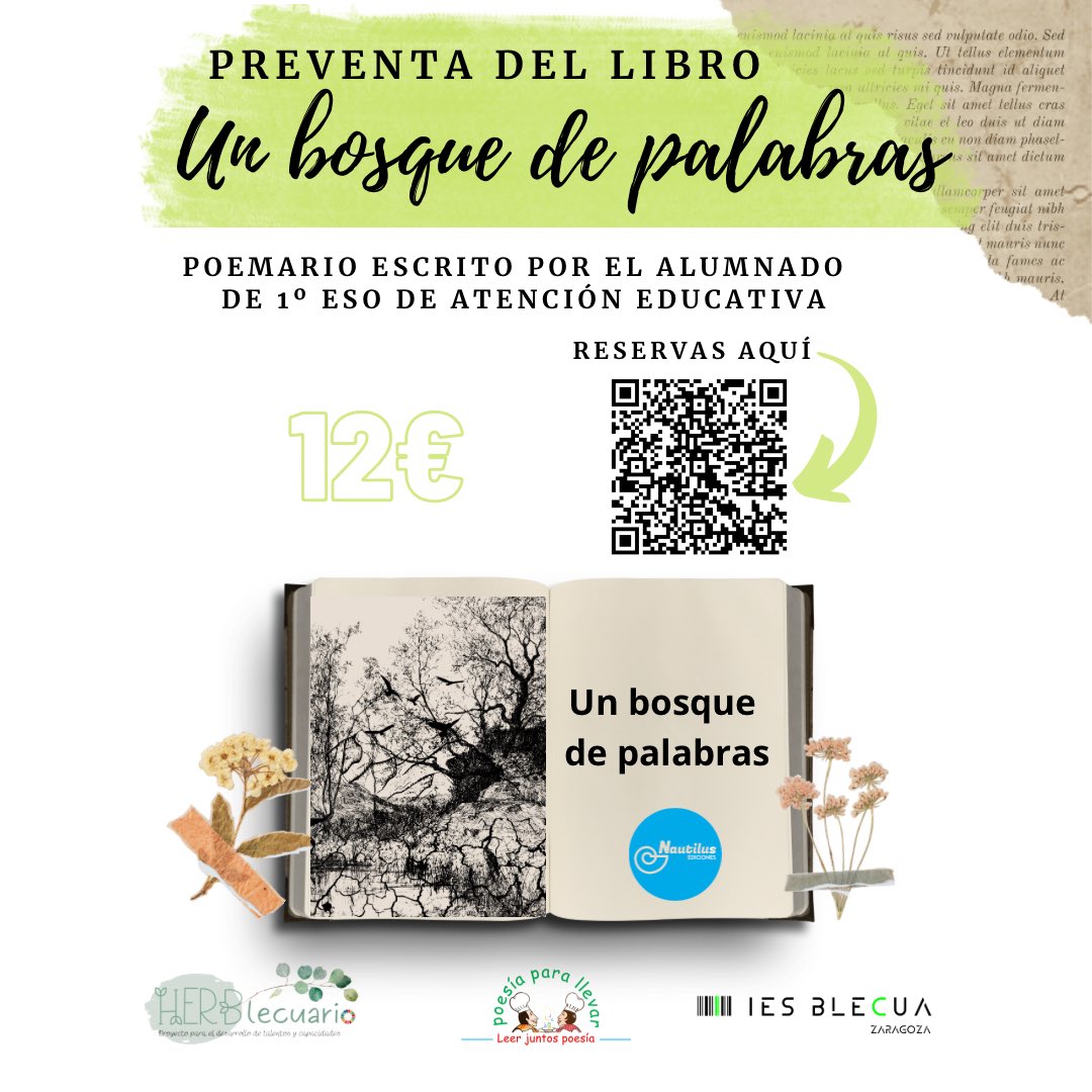 Te recordamos que ya puedes reservar “Un bosque de palabras”, poemario ilustrado de nuestro alumnado de #atencióneducativa de #1eso ¿te vas a quedar din leerlos? Toda la info de cómo reservarlo, en nuestra web🔝🔝🔝 <a href="/PoesIaxrallevar/">Poesía para llevar</a> <a href="/InnovaEducAr/">InnovaEducAr</a> <a href="/RedEvolucionAr/">RedEvolucion</a> <a href="/C_Comunicativa/">COMPETENCIA COMUNICATIVA</a>