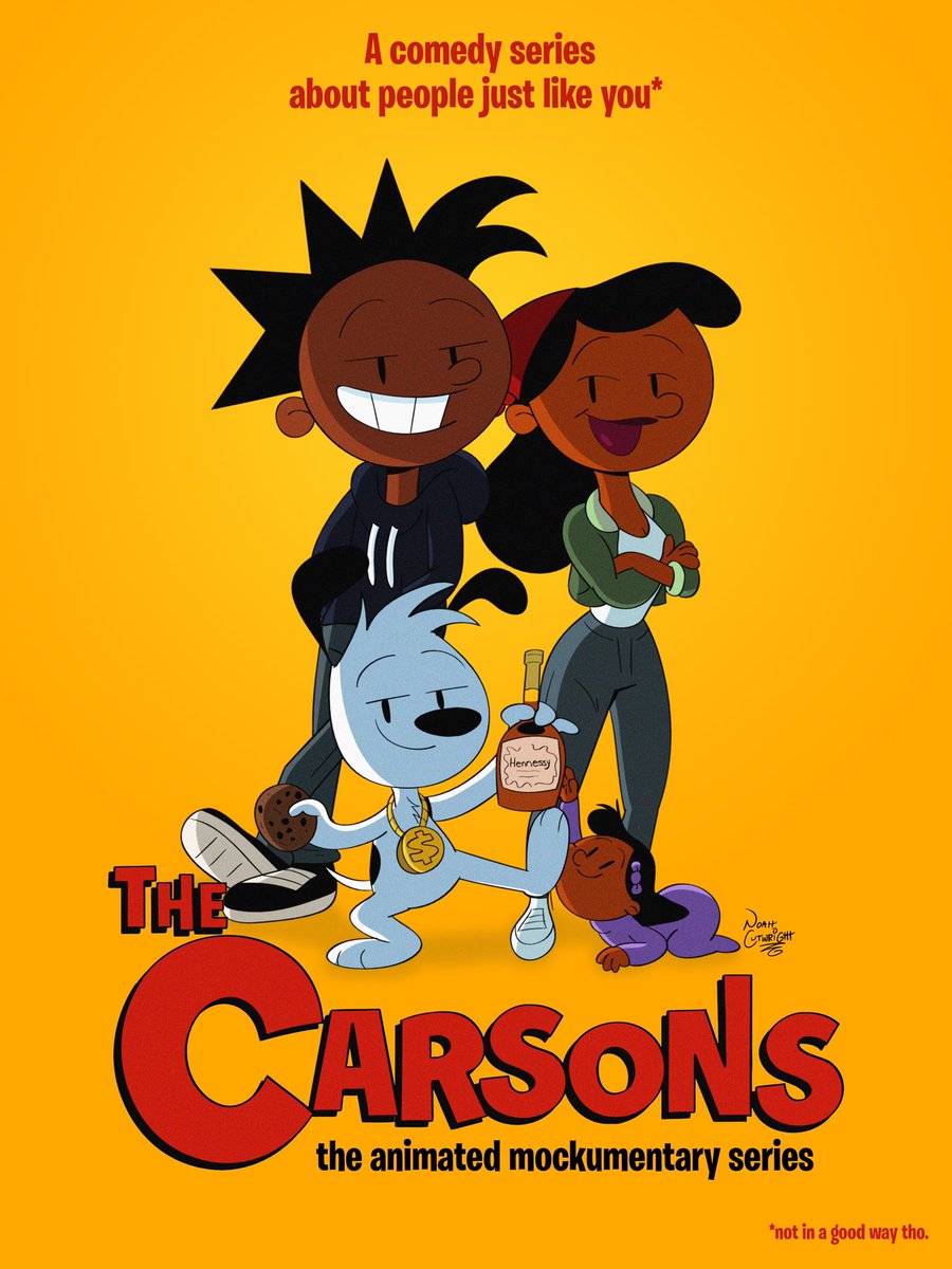noah_cutwright's tweet photo. It’s #indieanimationday!

The Carsons is my animated mockumentary sitcom about a young black cartoonist named Steve Carson trying to make it in LA with his new family. Which includes his wife, Katie, their baby, Nicole, and Buddy, a washed-up R&amp;B singer now demoted to family dog https://t.co/GC6TY3gywx