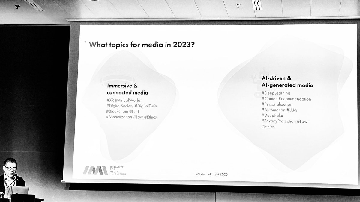 Laurent Sciboz (@laurentsciboz) on Twitter photo • 2023 •
Immersive & connected media
AI-driven & AI-generated media
presented by <a href="/mkrichane/">Mounir Krichane</a>
<a href="/IMI_initiative/">IMI - Initiative for Media Innovation</a> #DigitalTransformation • 2023 •
Immersive & connected media
AI-driven & AI-generated media
presented by <a href="/mkrichane/">Mounir Krichane</a>
<a href="/IMI_initiative/">IMI - Initiative for Media Innovation</a> #DigitalTransformation