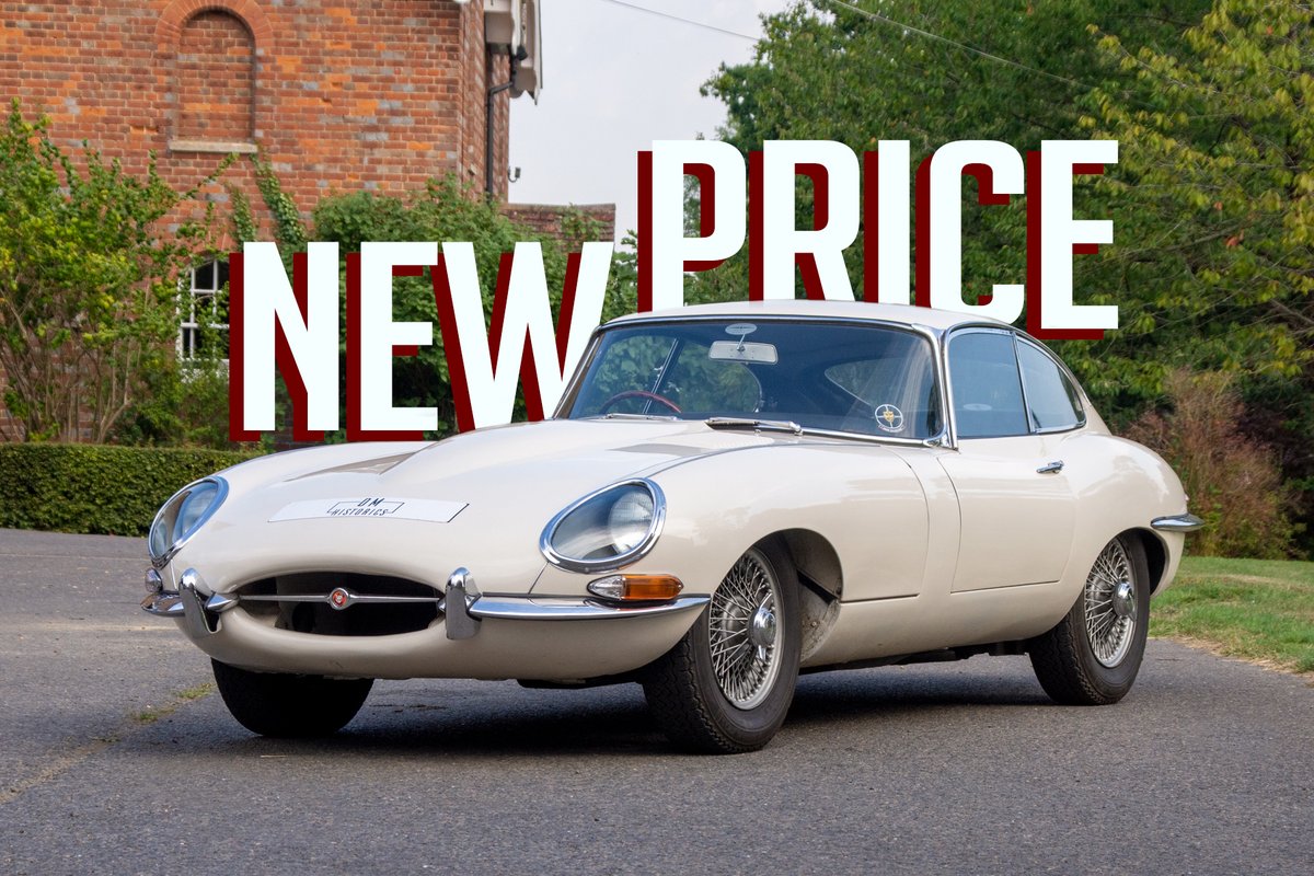 DmHistorics's tweet photo. New price on a piece of iconic British engineering! '62 Jaguar E-type Series 1 3.8. An original example, boasting countless early E-type features highly sought after by true enthusiasts and collectors. Now available for £99,750! See more here: https://t.co/BWLMSPzpqV #etypejaguar https://t.co/4rlvI2XWed