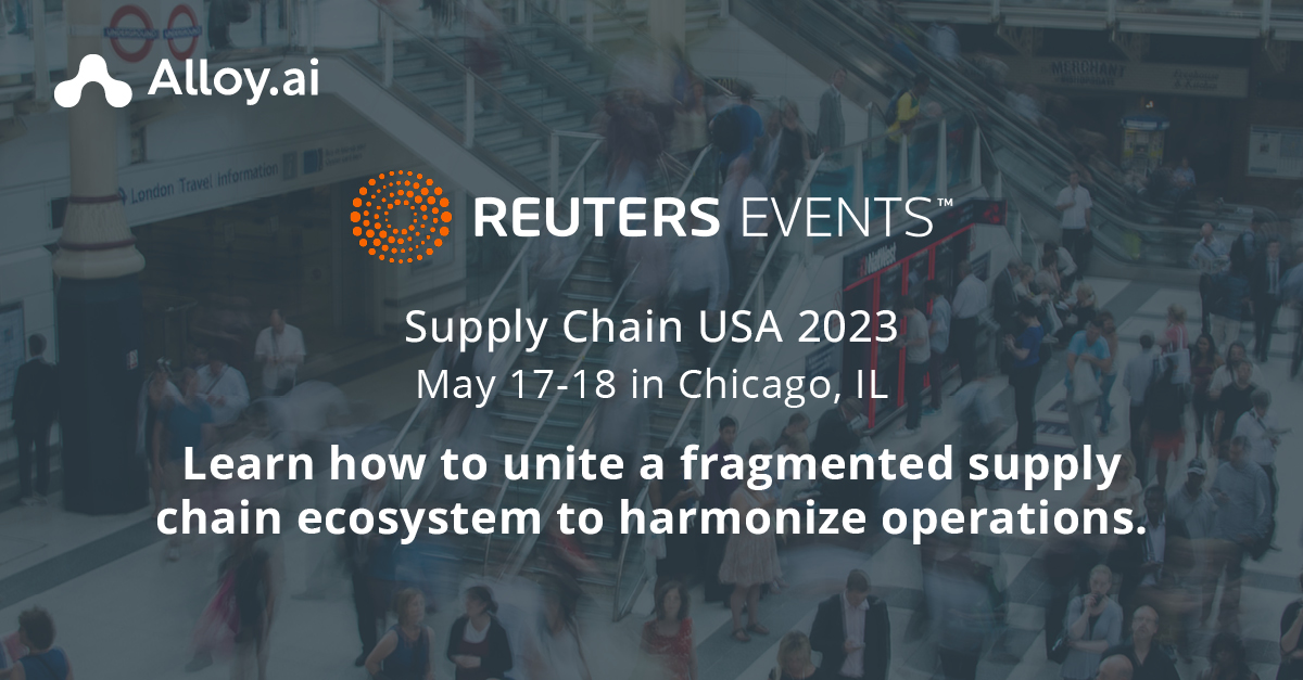 It's almost time for Reuters Supply Chain #SCUSA23! If you're attending, swing by the Alloy booth (#501) to chat about how #supplychain leaders are using AI and automating data harmonization to get a real-time view of out-of-stocks and boost on-shelf-availability. See you there!
