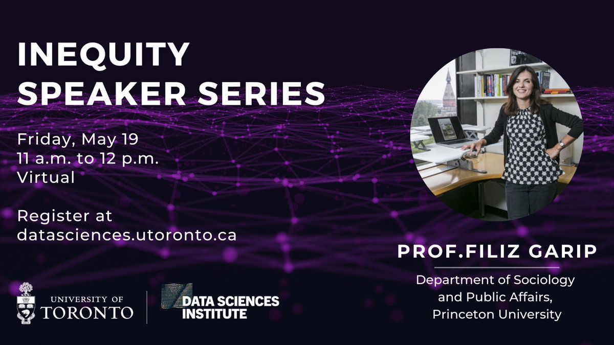 Don't miss our Inequity Speaker Series on May 19 with Prof. Filiz Garip @ProfFilizGarip @PUSociology. She will be discussing how machine learning can help analyze weather events and predict migration choices.

Register here: bit.ly/42uH2Fz
#DataScience