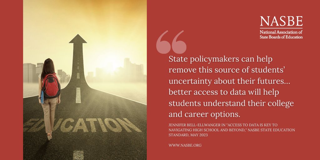 I contributed to @NASBE’s latest #NASBEStandard to discuss how access to data is a key component for high school students to navigate their postsecondary decisionmaking into college and high-quality careers. You can find the full publication here:  nasbe.org/high-schools-t…