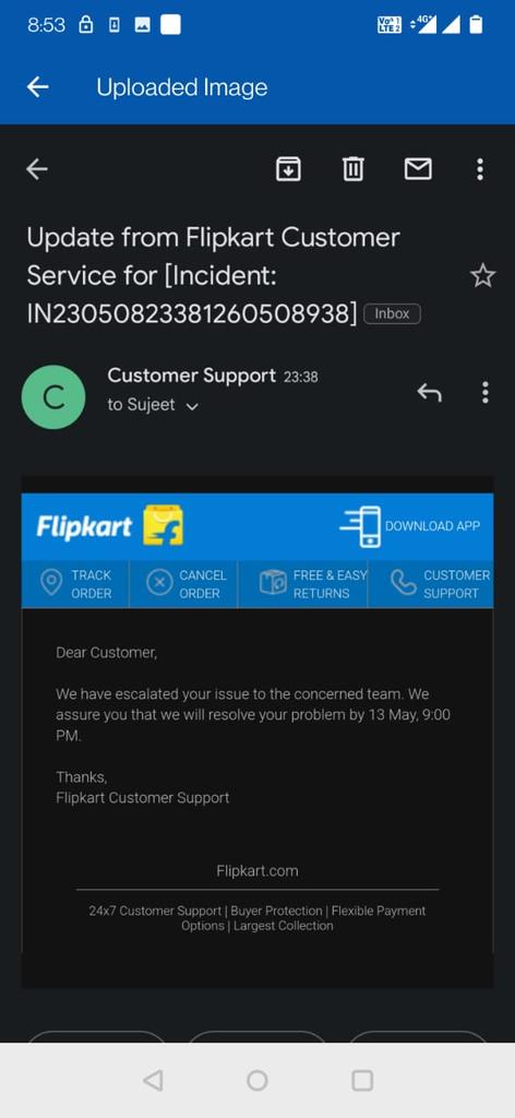 ppprashant89's tweet photo. @_Kalyan_K the service is really pathetic. It's been almost a month and my brother in law has not received the refund amount.
@Flipkart @jagograhakjago @PMOIndia I have been trying to get this resolved but no response.
#flipkart_victim #flipkartscam https://t.co/ggSDZzPdCa