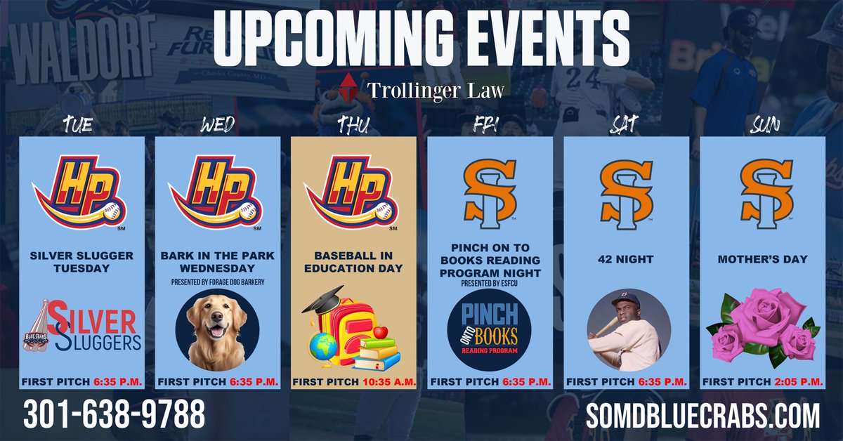 SoMD Blue Crabs on Twitter "Check out what’s happening this week at