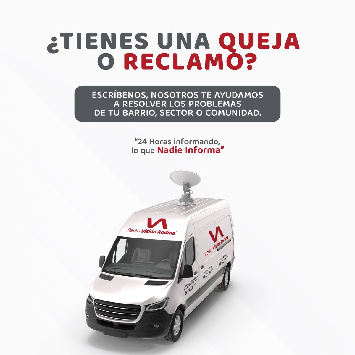 andina_vision's tweet photo. ¿Tienes alguna queja o reclamo? 📷
📷 Escríbenos, nosotros te ayudamos a resolver los problemas de tu barrio, sector o comunidad  https://t.co/oCIcHwGXrf
Nuestra #UnidadMóvil se moviliza donde te encuentres
Sintonízanos De Lunes a Viernes en #VisiónNoticias por #FacebookLive 📷 https://t.co/wNTqQzSH6w