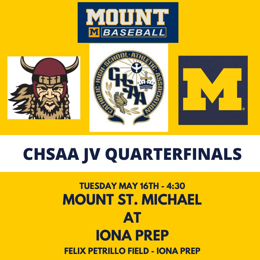 mountbaseball's tweet image. The Mount JV continues its playoff run when it heads up to New Rochelle to take on Iona Prep in the Archdiocesan quarterfinals.  First pitch is set for 4:30