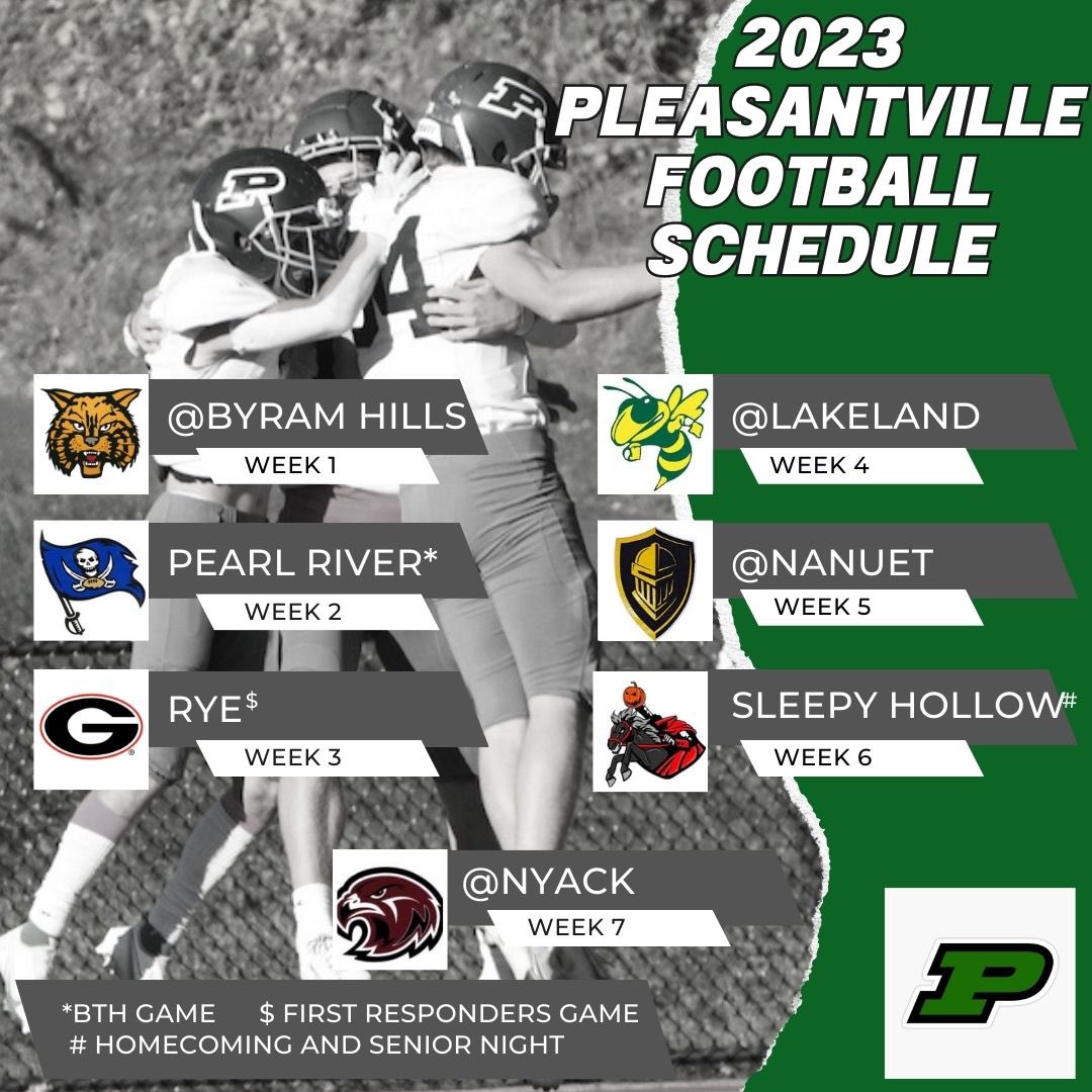 The 2023 Pleasantville Football Schedule Drop! Only a few months till we kickoff the season #FamilyTraditionPride  #PanthersFootball