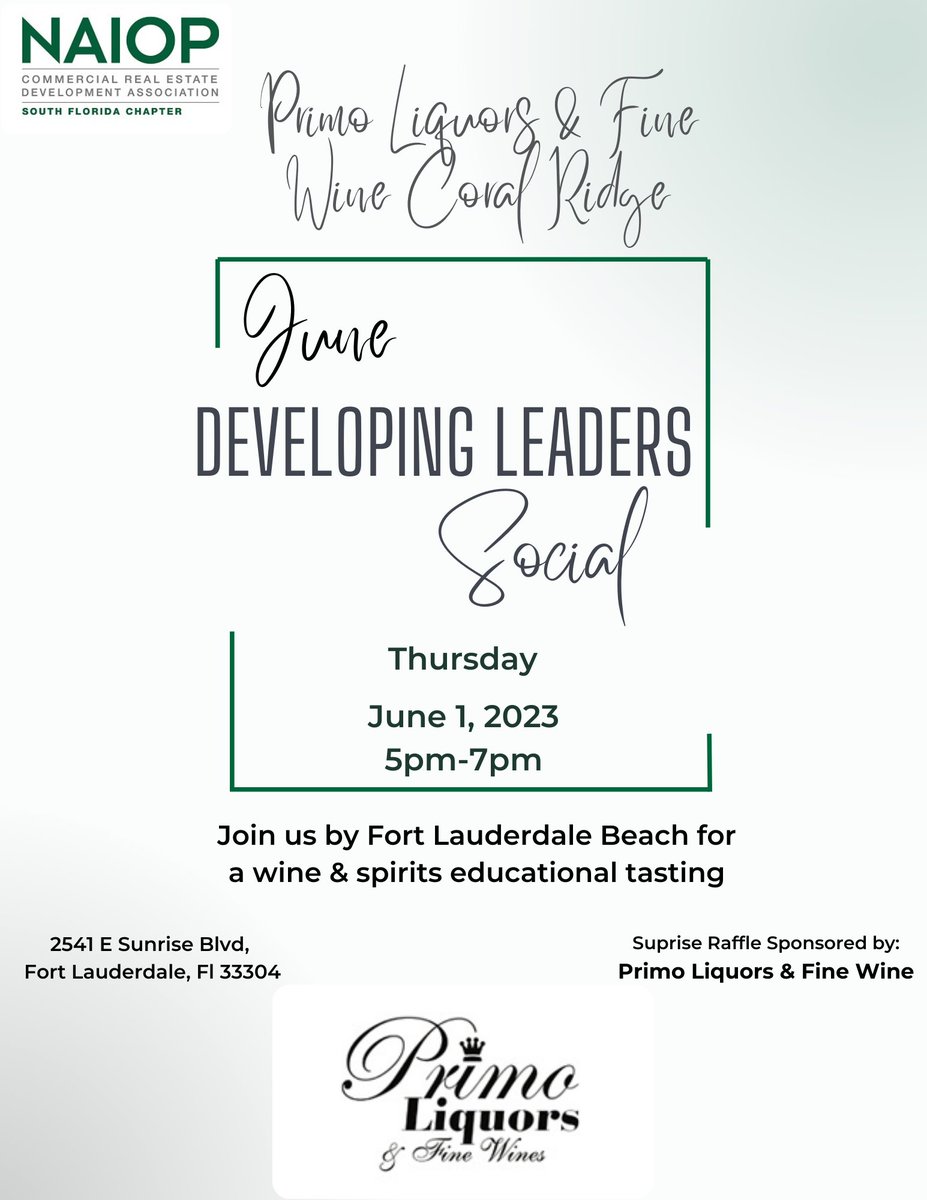 June Developing Leads officially an open registration!

**MEMBERS-ONLY**
Open Board Event at the Tower Club Ft. Lauderdale July 13th. Our official launch of our Mentorship Program!

Registration for both events: naiopsfl.org/events