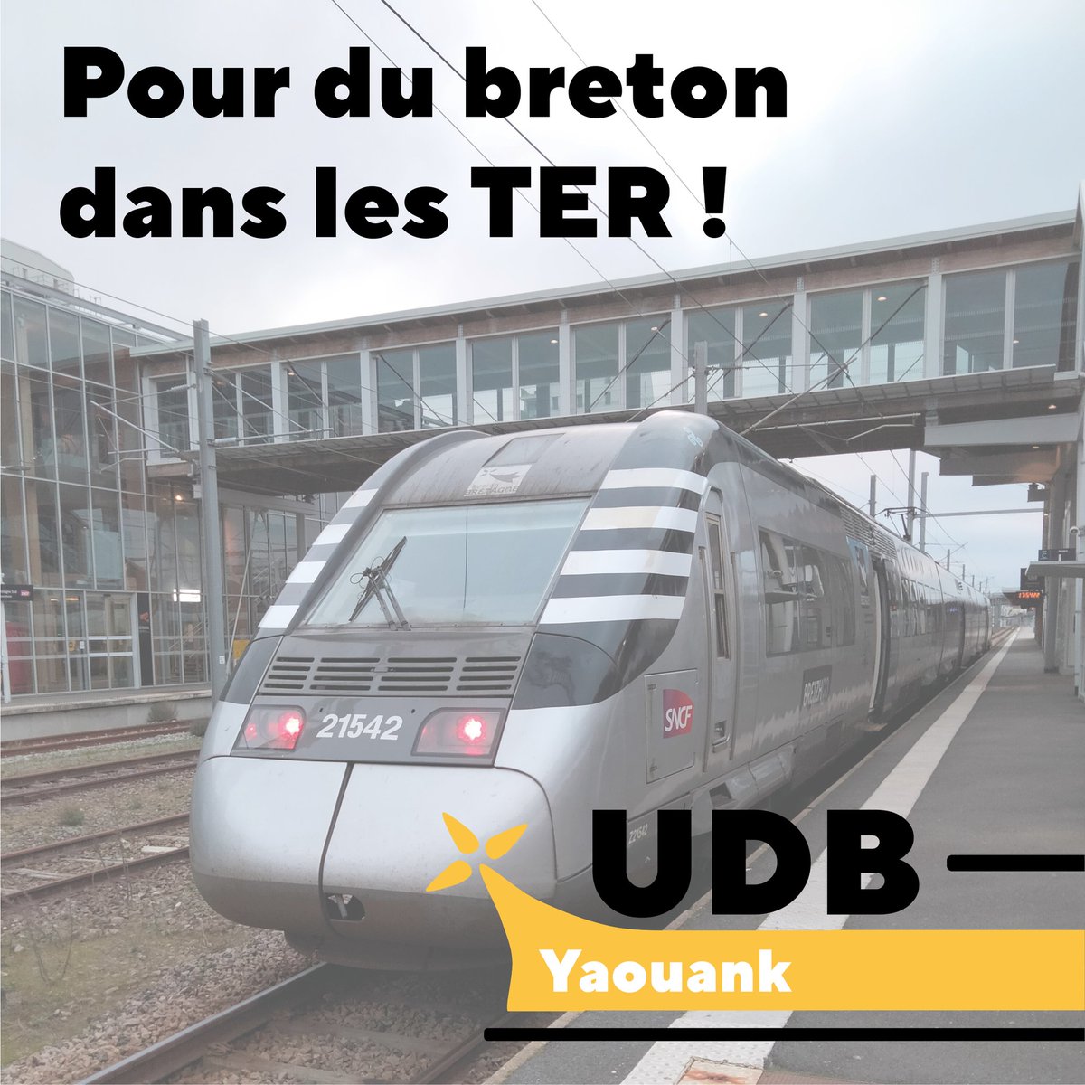UDBJeunes's tweet image. Ar brezhoneg a zo ur yezh bev ! C'hoant hon eus klevout hor yezh en transportoù ! 
#bzg