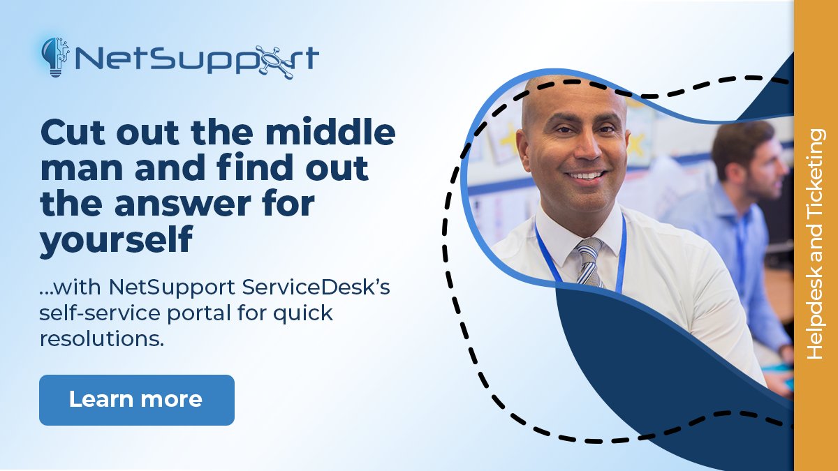 NetSupportGroup's tweet image. NetSupport ServiceDesk’s self-service portal helps schools build a comprehensive library of IT support resources. Learn more about it here mvnt.us/m1407120 

#ITResource #SLA