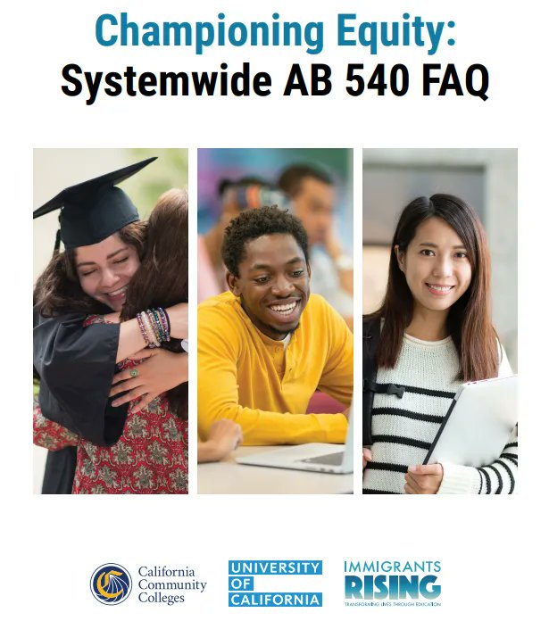 CollegeFutures's tweet image. .@immigrantrise's "Championing Equity: Statewide AB 540 FAQ aims to increase alignment of implementation across CA &amp;amp; streamline processing between systems &amp;amp; at individual campuses. Download a copy here: buff.ly/3IdTpy5. 

#AB540 #SB1141 #undocugrad #CADreamAct #EdEquity