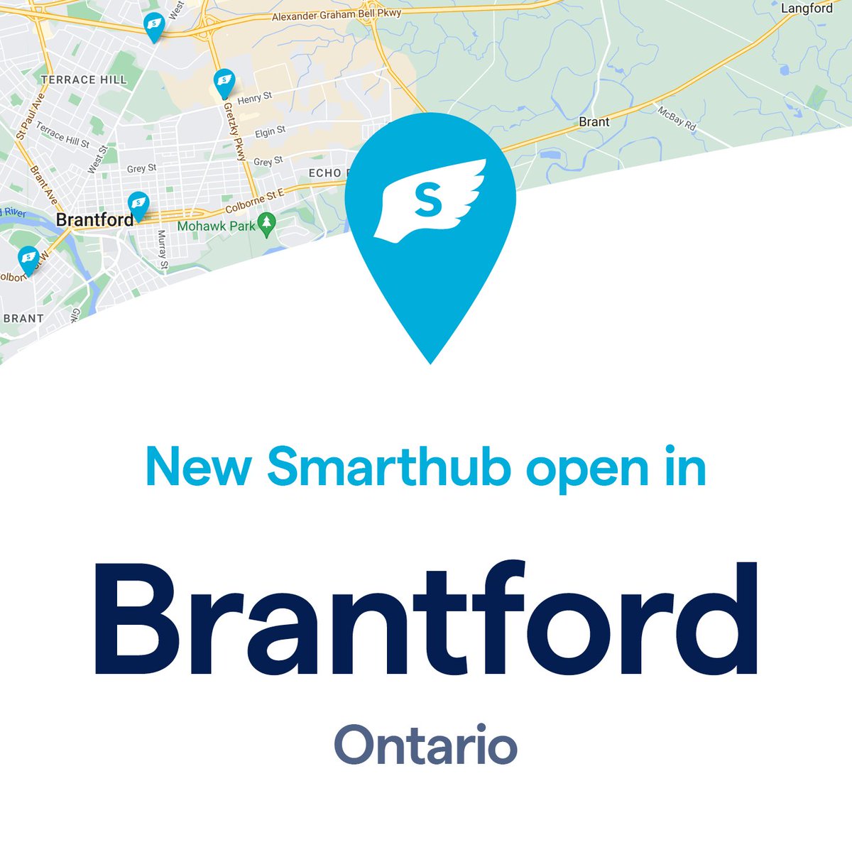 Swiftpost's tweet photo. A new Smarthub is available for residents of Brantford, Ontario. Visit https://t.co/S75vnEfFiS to see all 650+ Smarthub locations. #shipmoreforless #dropoff #ontario #swiftpost https://t.co/W0D66qs72U