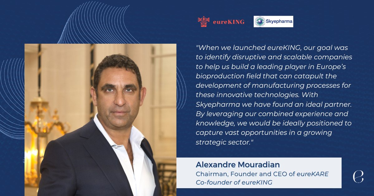 Great news! eureKING, a venture in our portfolio and the first European special purpose acquisition company (SPAC) in #healthcare dedicated to #biomanufacturing, aims to combine with Skyepharma to create a new bio-CDMO leader in Europe. Full news: lnkd.in/dtuJUECp