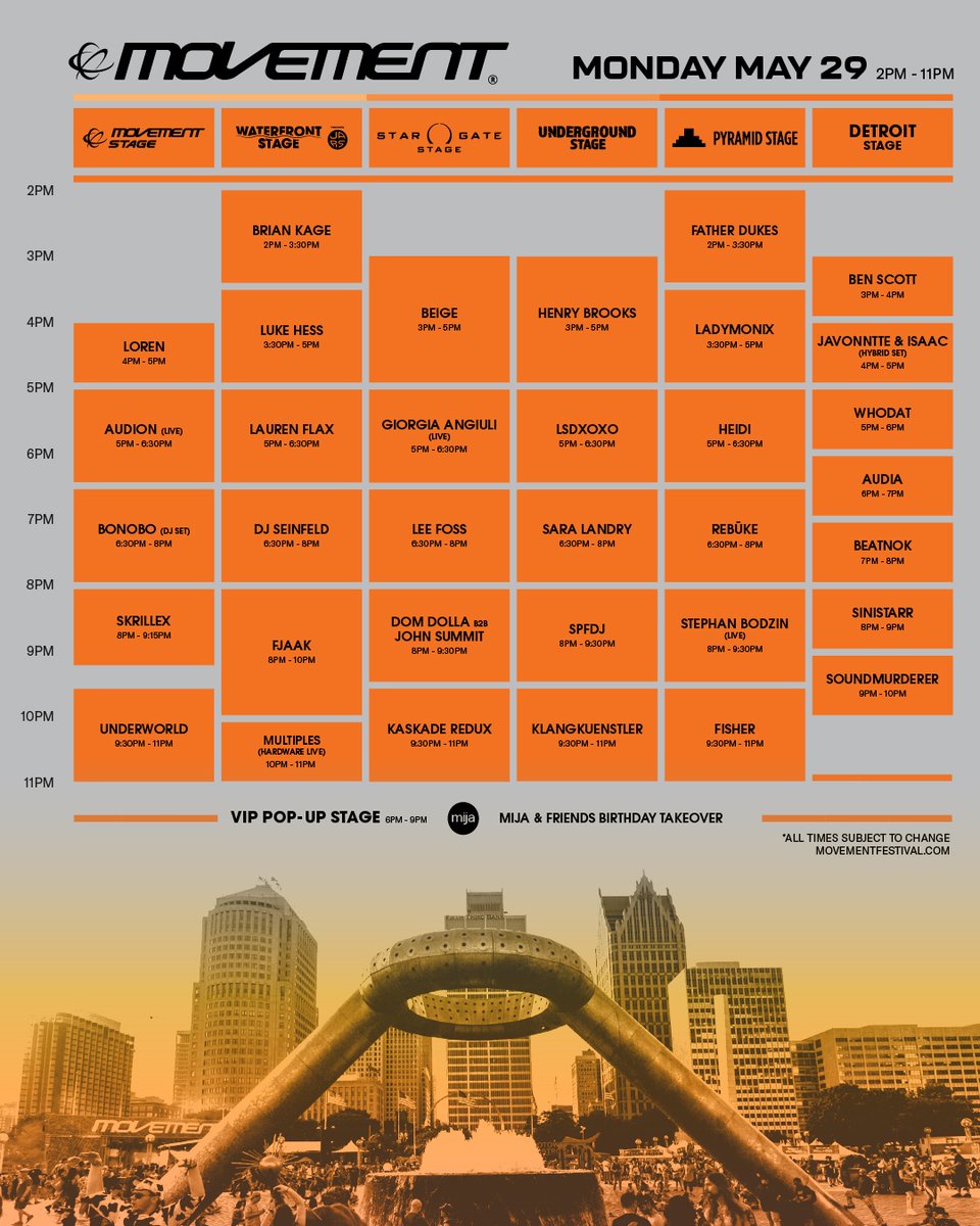 Movement schedule