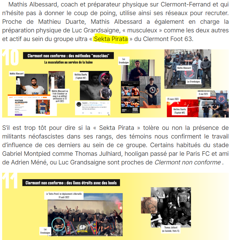 Torix_63's tweet photo. Info importante // Clermont foot : 

Cette enquête de Mediacoop établit le lien entre le groupe ultra Sekta Pirata et les mouvements néo-nazis clermontois 👇

#Clermontfoot #CF63 #CF63OL #CF63SB @ClermontFoot @Cf63Newsblog @ActuCF63 https://t.co/WX2Ic4Sfmw