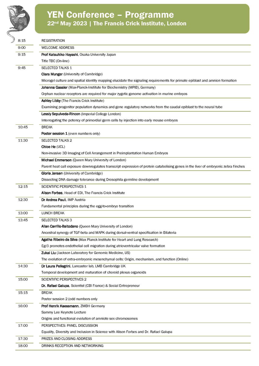 Young Embryologist Network (@yen_community) on Twitter photo Our final programme #YEN2023 is ready🤩 We will have 10 short talks selected from abstracts <a href="/Cl_munger/">Clara Munger</a> @GloriaJJansen <a href="/liu_zukai/">Zukai Liu</a> <a href="/Allan_littlecar/">Allan Carrillo-Baltodano</a> <a href="/johanna_gassler/">Johanna Gassler</a> @AshleyLibby12 <a href="/Less_Sepulveda/">Lessly</a> Looking forward to welcome you all 😊 Our final programme #YEN2023 is ready🤩 We will have 10 short talks selected from abstracts <a href="/Cl_munger/">Clara Munger</a> @GloriaJJansen <a href="/liu_zukai/">Zukai Liu</a> <a href="/Allan_littlecar/">Allan Carrillo-Baltodano</a> <a href="/johanna_gassler/">Johanna Gassler</a> @AshleyLibby12 <a href="/Less_Sepulveda/">Lessly</a> Looking forward to welcome you all 😊